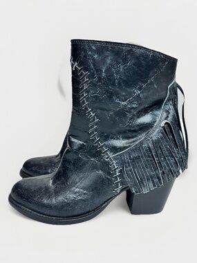 Just Nashville Leather Fringe Boho Western Booties Size 9.0